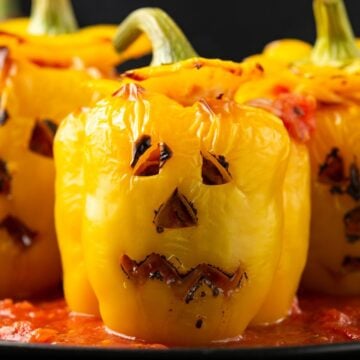 Healthy Halloween Stuffed Peppers (Gluten-Free Jack-O'-Lanterns)