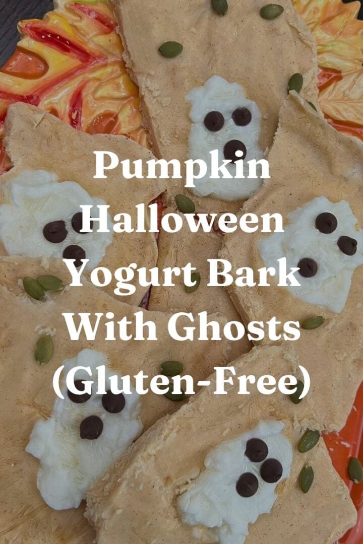 Pumpkin Halloween Yogurt Bark With Ghosts (Gluten-Free)