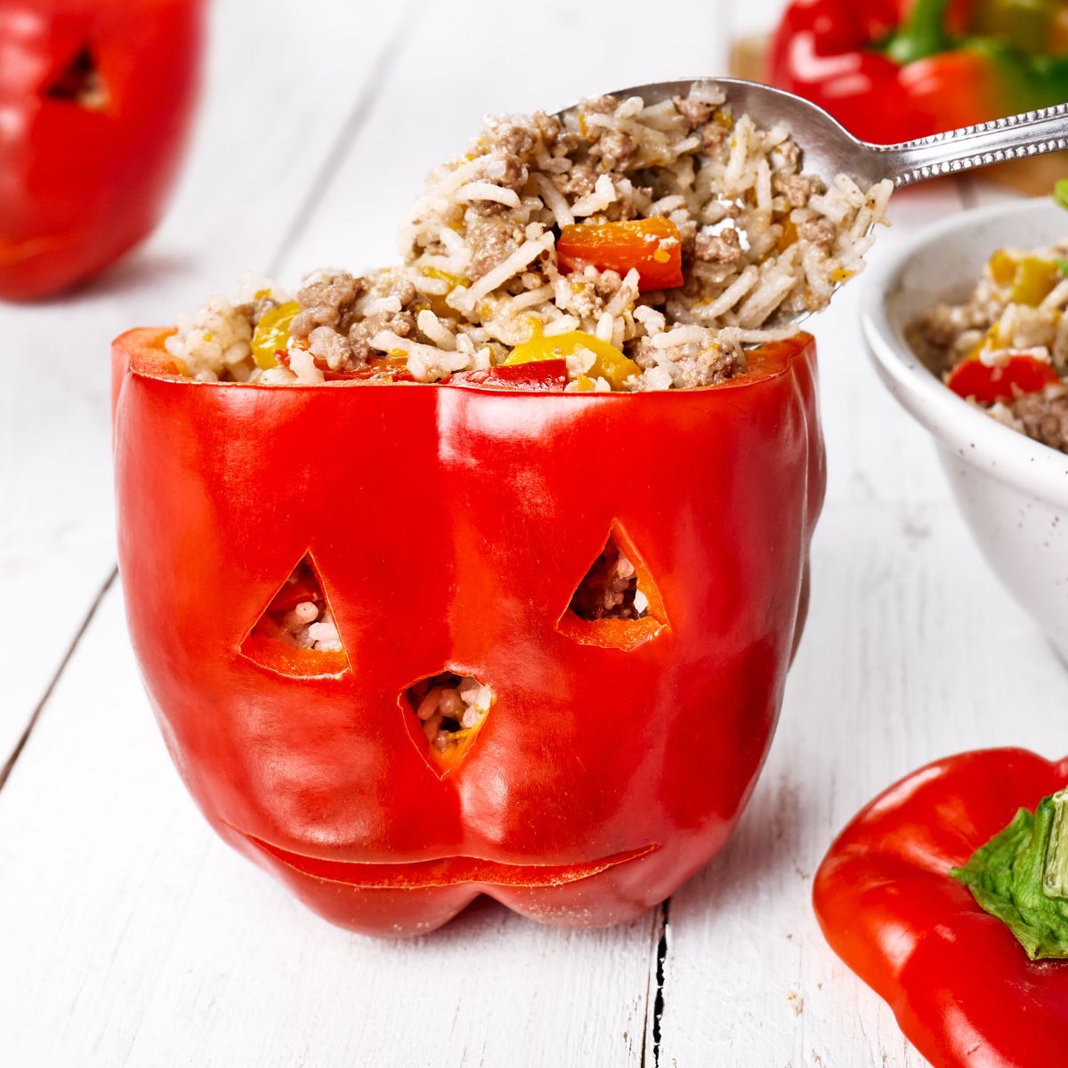 fun festive Halloween stuffed peppers recipe
